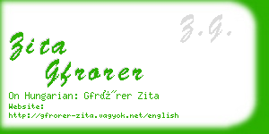 zita gfrorer business card